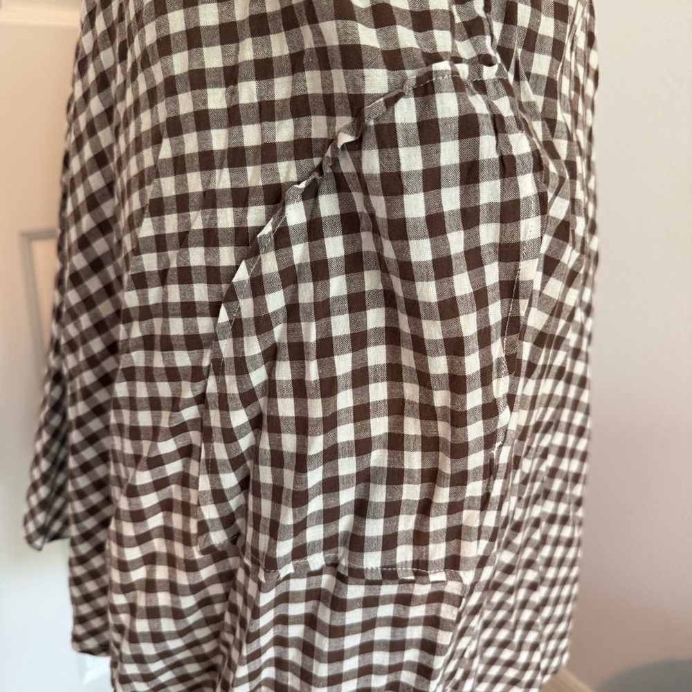 Brown and White Gingham Strapless Sundress - Picture 5 of 6